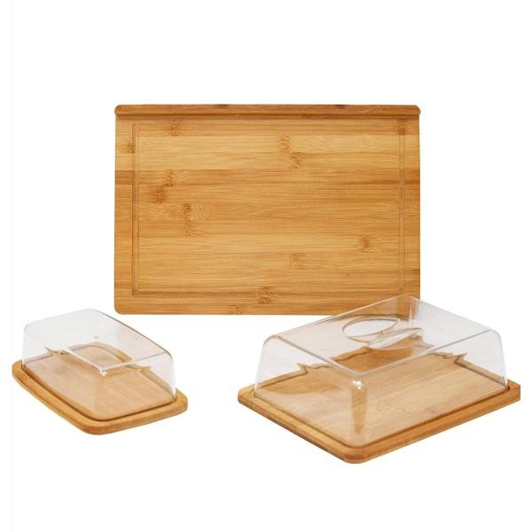 Bamboo Serving Dish, Cutting Board Clear Acrylic Cover